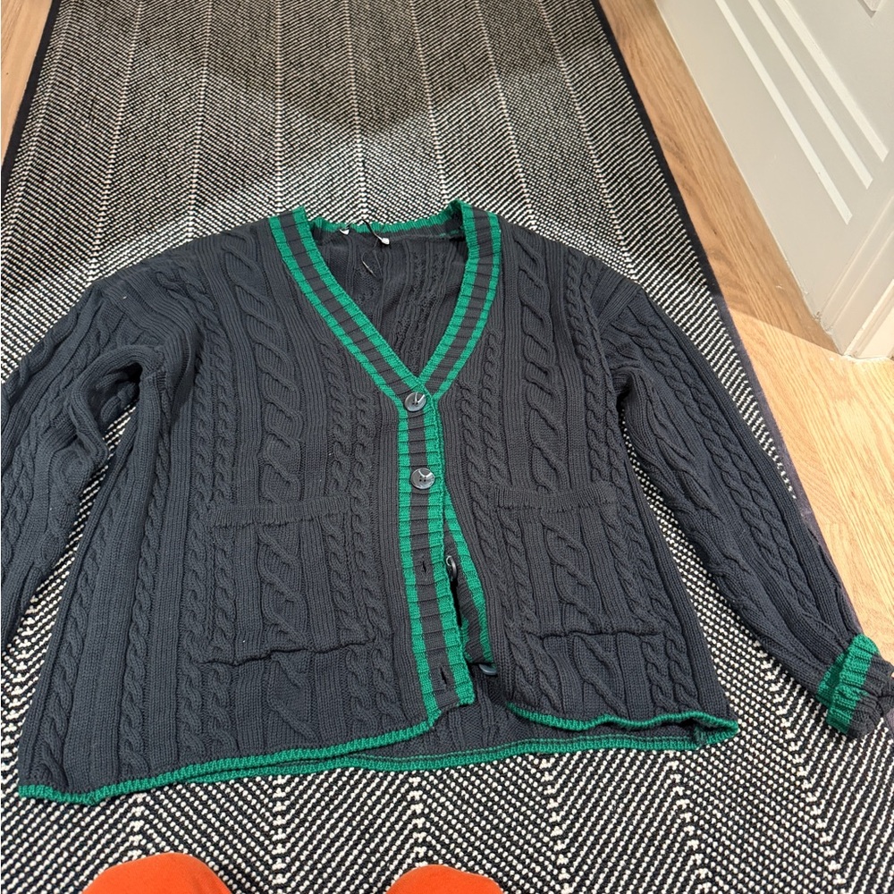 Zara Black and Green Cardigan